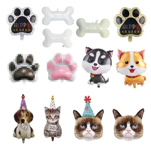 Factory Cartoon Husky Corgi Dog Foil Helium Balloon Dog Bone Dog Paws Pet Birthday Party Background Balloon