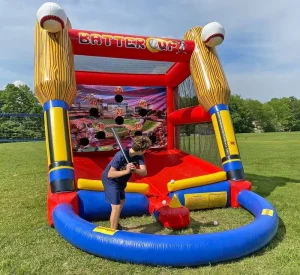 Factory Commercial PVC Outdoor Interactive Carnival Game Inflatable Baseball Batting Sports Batter up Tee Ball Game