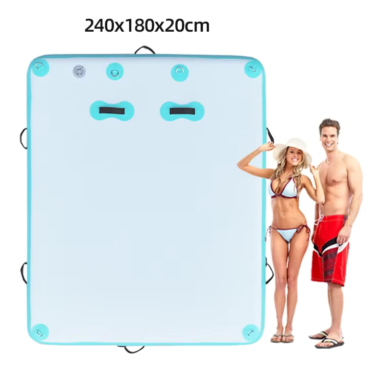 Op maat gemaakte 5x7ft opblaasbare vlot drijvende pad dock platform zwemdek water speelapparatuur drijvend dock