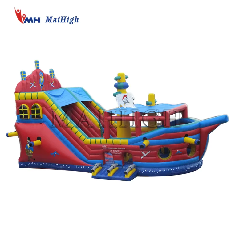 Factory Custom Bouncy Castle Inflatable Pirate Ship with Slide