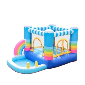 Factory Custom Domestic Rainbow Bounce House With Ball Pool Jump Castle Inflatable Soft Bouncy House Castle for Kids Party
