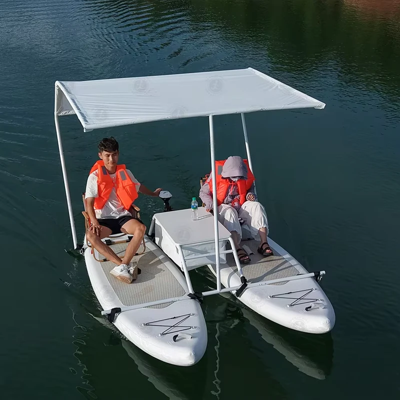 Catamarano Gonfiabile Portatile per Pesca, Pontoons Gonfiabili Durevoli Personalizzati, Biciclette d'Acqua Gonfiabili