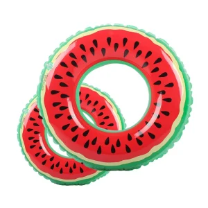 Factory Custom ECO PVC 60 70 80 90 120cm Watermelon Fruit Cartoon Baby Swim Tubes Arm Rings Float Kids Inflatable Swimming Ring