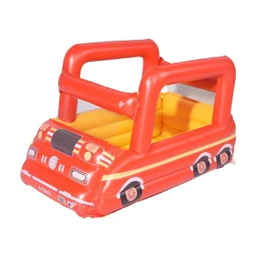 Factory Custom Eco friendly PVC Red CE Certified Inflatable Fire Truck Pool Toy Indoor Outdoor Party Use Custom Logo 90x64x75CM