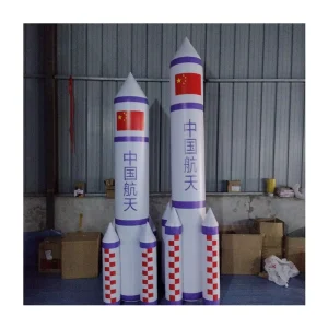 Factory Custom Giant PVC Inflatable Rocket Model LED Lighted Space Spaceship for Aerospace Exhibition Mall Decor Logo Accepted