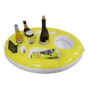 Tavolo gonfiabile in PVC personalizzato per birra, galleggiante da piscina, vassoio per bar, portabicchieri per cibo e bevande