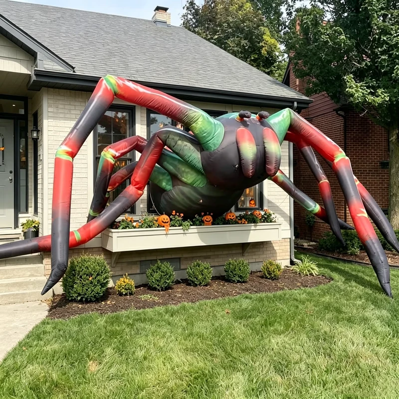 Factory Custom PVC Oxford Durable Inflatable Spider Animal Halloween Decoration Over 12ft for Yard