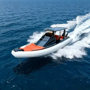 Factory Custom RIB960 Fiberglass Cabin Rigid Inflatable Boat Twin Outboard Motor Offshore Fishing Patrol RHIB Boat