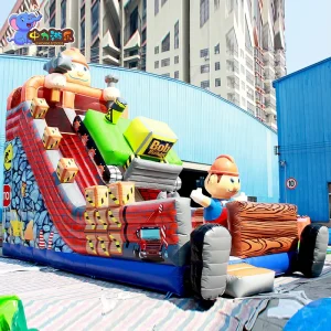 Factory Customization Construction Workers Theme Bounce House Inflatable Large Inflatable Water Slidewater Park Slides for Child
