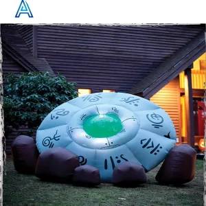 Fabrieks Aangepaste Vorm Ontwerp Oxford Stof Lucht Blazen Inflatable Fly Disc Vliegende Schotel Bogey UFO Bogy Model voor Evenement Decoratie
