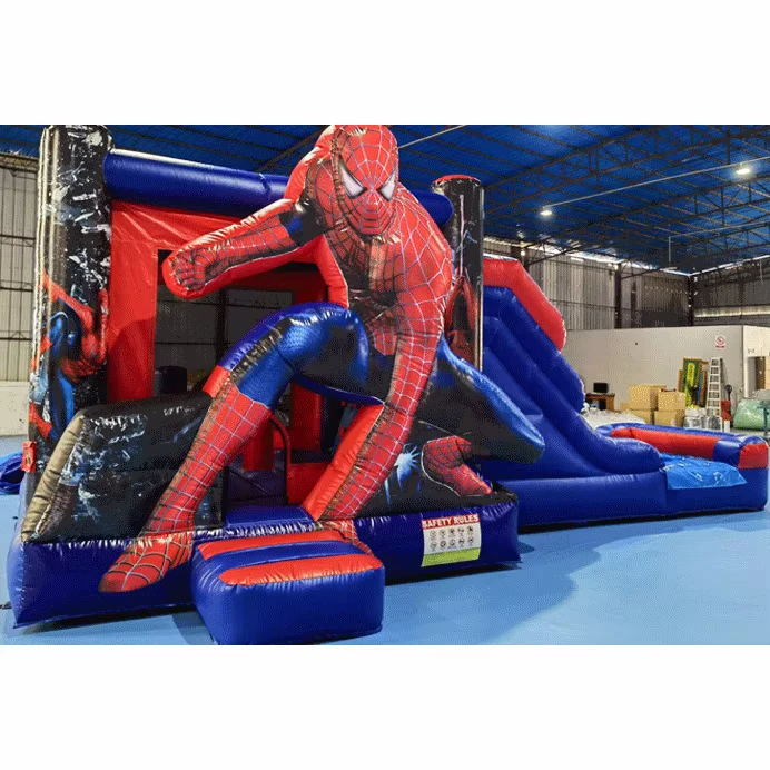 Kastil Loncat Raksasa PVC Inflatable Bertema Spider Man Kustom dari Pabrik untuk Anak-Anak dan Dewasa
