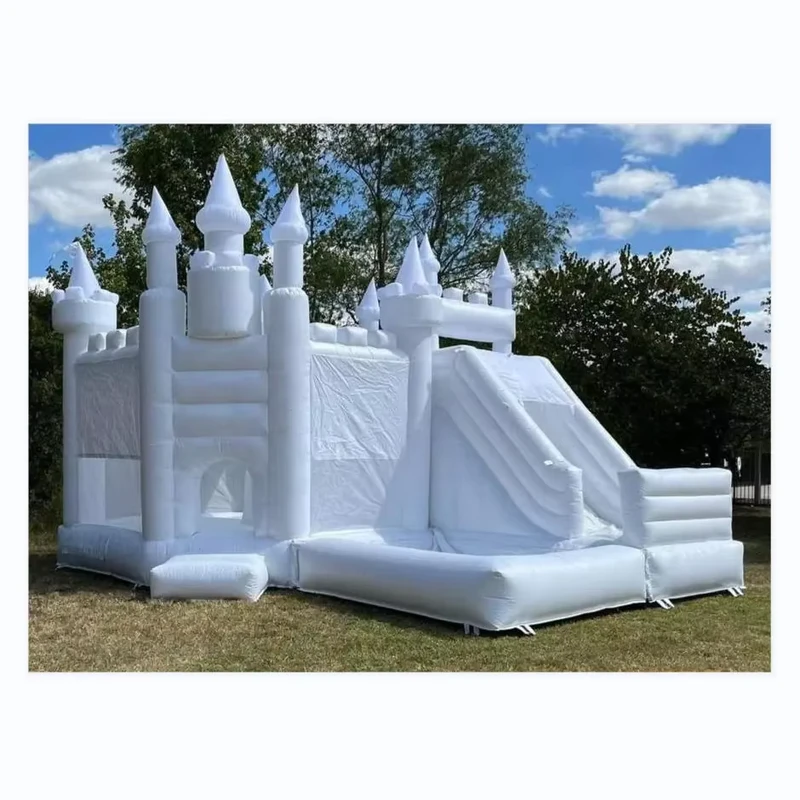 Castelo Inflável Personalizado para Casamentos em PVC com Escorrega, Combinação 4x4x3M