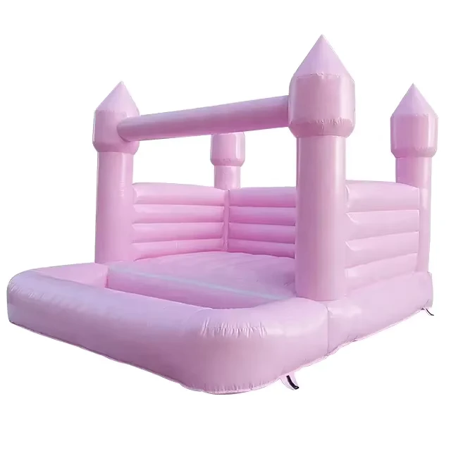 ปราสาทกระโดดสีชมพูที่ปรับแต่งได้จากโรงงาน ปราสาทแต่งงาน แบบเป่าลม สำหรับผู้ใหญ่
