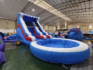 Escorrega Inflável Comercial de Grau PVC para Crianças e Adultos com Piscina de Splash e Ventoinha, Vendas Diretas de Fábrica