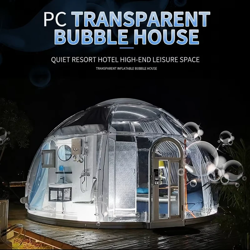 Nhà Bóng Bơm Hơi Trong Suốt Cao Cấp PC Trực Tiếp Từ Nhà Máy Dùng Cho Khu Nghỉ Dưỡng Glamping Khách Sạn Không Gian Giải Trí Ngoài Trời