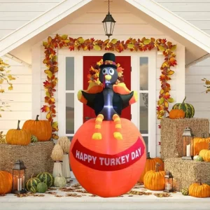Factory Direct Outdoor Yard Holiday Thanksgiving Turkey Cartoon Inflatable Toy with LED Lights