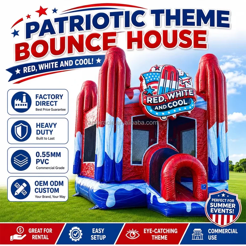 Fabrikdirekter patriotischer aufblasbarer Hüpfburg mit Tunnel-Eingang für die Vermietung von Partys