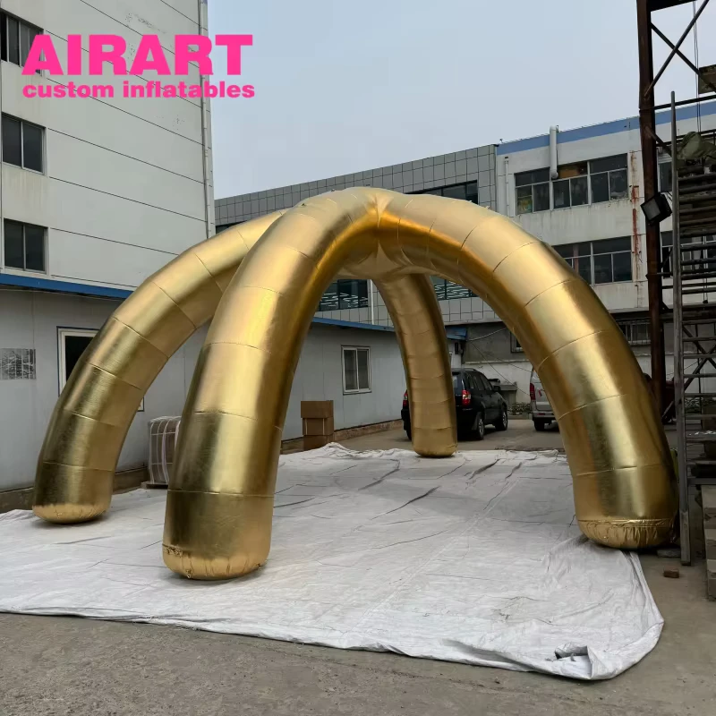 ขายตรงจากโรงงาน อาร์คแมงมุมเป่าลมสีทอง ช่องทางเป่าลมตกแต่งกิจกรรมกลางแจ้ง