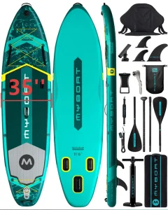 Factory Direct Sale Surfboard 35” Ultra Wide Drop Stitch Material SUP Board Inflatable Stand up Paddle Board for Ocean Waters