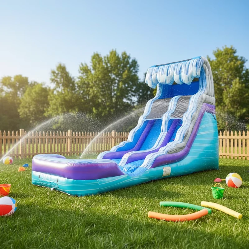 Fabrikverkauf 16 FT gewerbliche aufblasbare Wasserrutsche mit angebautem Pool und Entwässerung für Kinder und Erwachsene mit Blo
