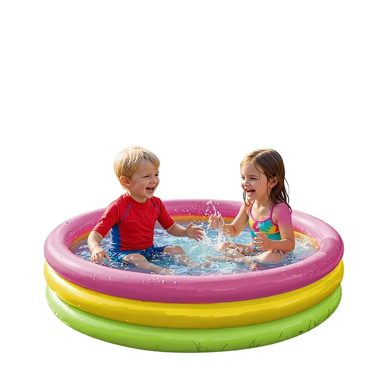 Penjualan Langsung Pabrik Kolam Renang Inflatable Anak Kecil 60cm 90cm Kegiatan Berendam Tiga Warna Pelangi Air Tebal