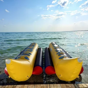 Penjualan Langsung Pabrik, Perahu Pisang Inflatable untuk 5 Orang, Ponton Terapung, Tabung PVC, Rintangan untuk Permainan Olahraga Air