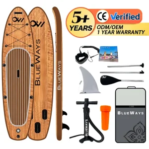Factory Direct Supply Wood Grain Design SUP All Round Inflatable Stand Up Paddle Board with Full Accessories & CE Certified