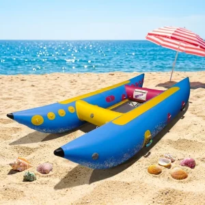 เรือยางเป่าลมขนาด 12 ฟุต PVC แบบพับได้สำหรับ 4 ที่นั่ง รุ่น Thundercat Catamaran สำหรับเล่นน้ำในแม่น้ำ