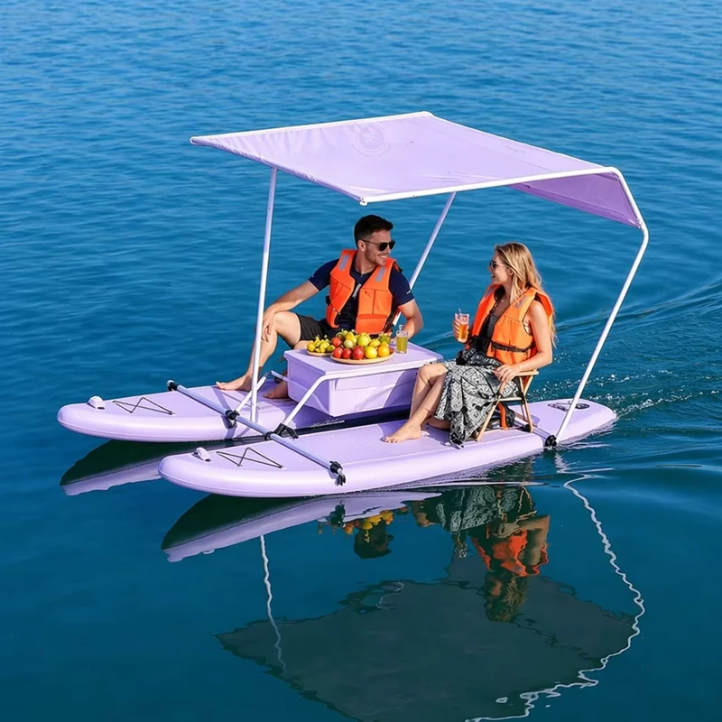 Bè Inflatable Catamaran Nổi Thư Giãn Nhà Máy Bảng Paddle Board SUP Đôi Với Bạt Bàn Và Ghế