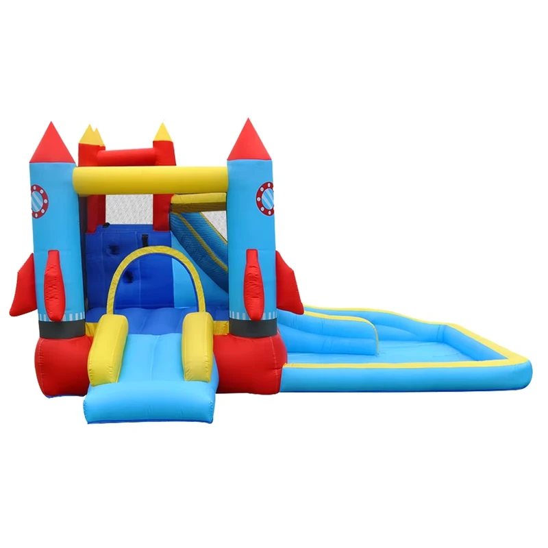 Castello gonfiabile combinato con trampolino, scala da arrampicata e piscina di palline oceaniche