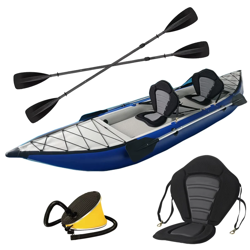 Kayak gonflable double pour pêche assise en PVC, bateau de pêche