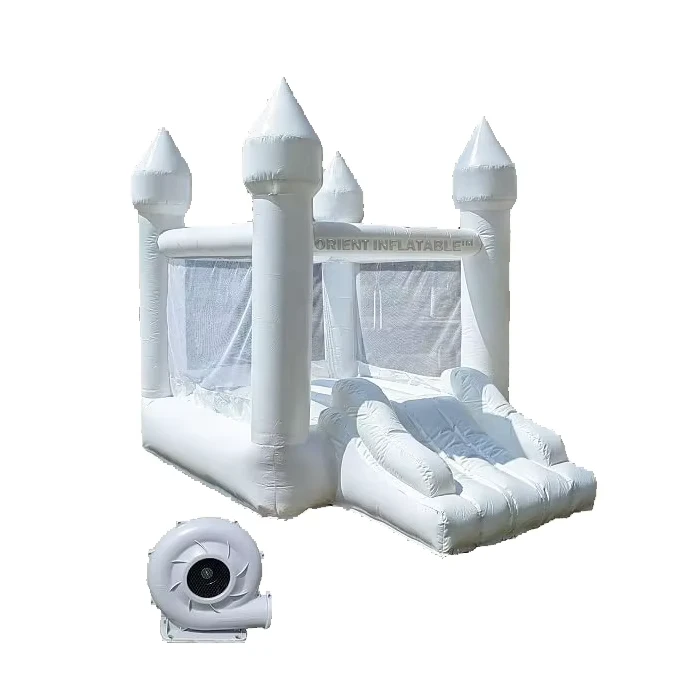 Kastil Bouncy Putih Inflatable Anak-anak untuk Pesta Halaman Belakang