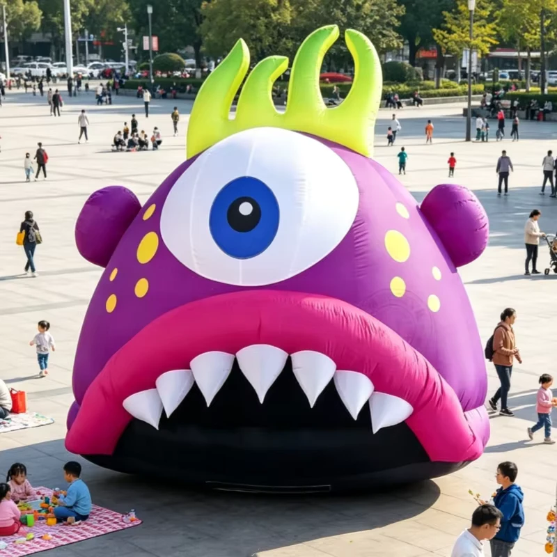 Factory Inflatable Rooftop One Eyed Monster Cartoon Character Decoration PVC Tarpaulin 12ft Customizable Logo Color Water
