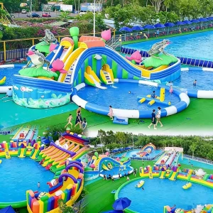 Parque Aquático Inflável Personalizado Focado Parque Aquático Inflável Grande