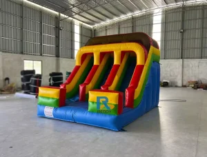 Permainan Taman Tiup Slide Ganda Anak-anak, Slide Kering Pelangi Tiup untuk Penggunaan Taman Petualangan