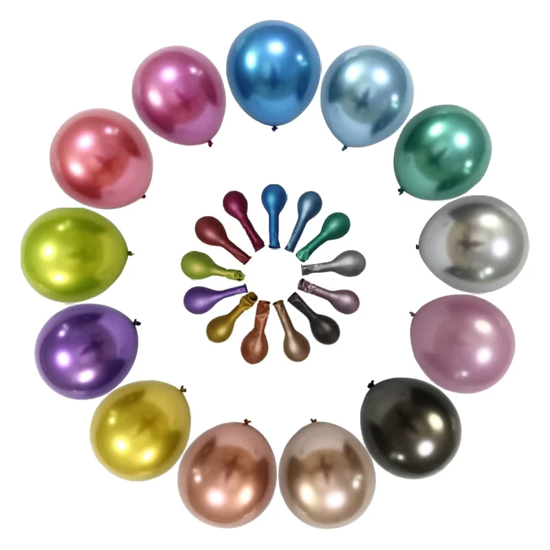 Fabrieksmetaal Bulk 12 inch Kind Verpakking Gouden Metallic Evenement Opblaasbare Valentijnsdecoraties Chrome Latex Ballon voor Feesten