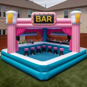 Nuevo diseño de bar inflable flotante para piscina, bar de agua para piscina inflable