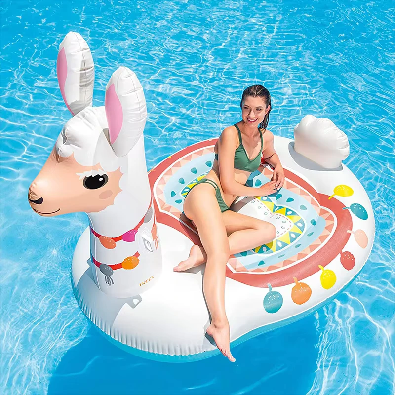 Nuovo galleggiante gonfiabile a forma di alpaca, dinosauro e unicorno arcobaleno per piscina e spiaggia