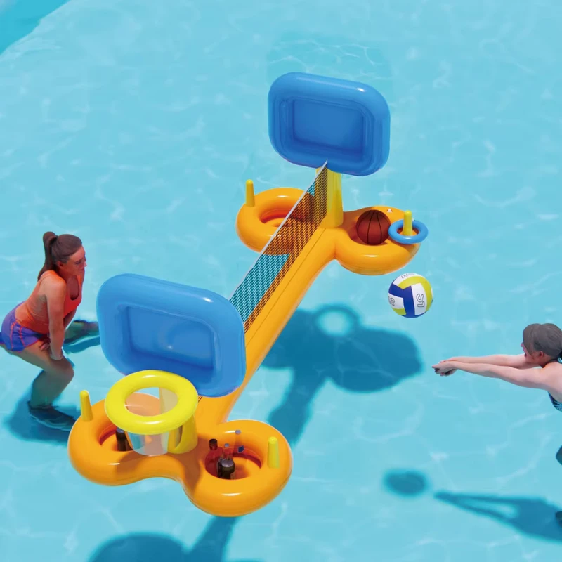 Red de voleibol de agua inflable divertida de fábrica, juego de corte flotante