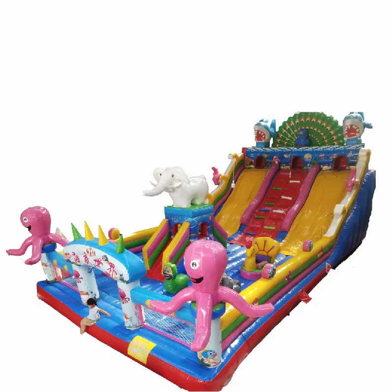 Castello Gonfiabile Gigante in PVC con Scivolo, Casa Gonfiabile 8m*10m*6m, Capacità per 100 Persone, Uso all'Aperto
