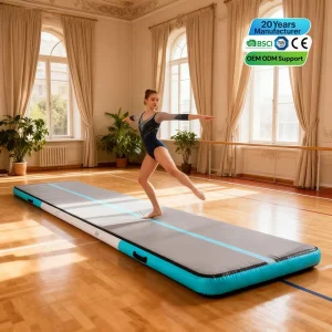 Factory PVC Portable Inflatable Air Track for Gymnastics Tumbling Mat with Drop Stitch Blower Velcro Connect for Yoga Use