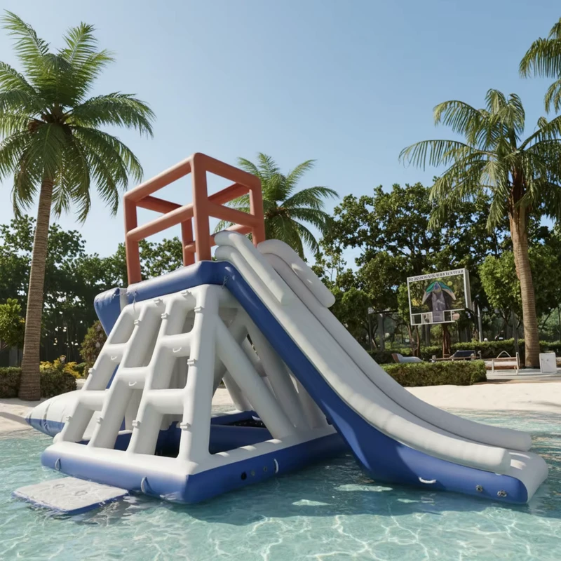 Prix d'usine pour parcours d'obstacles gonflable PVC amusant pour adultes, combo de parc flottant avec toboggan aquatique