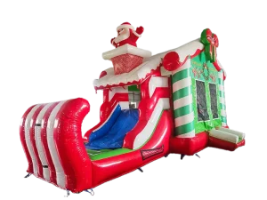 Factory Price Commercial Inflatable Christmas Happy Holiday Santa Bounce House Combo with Slide for Sale