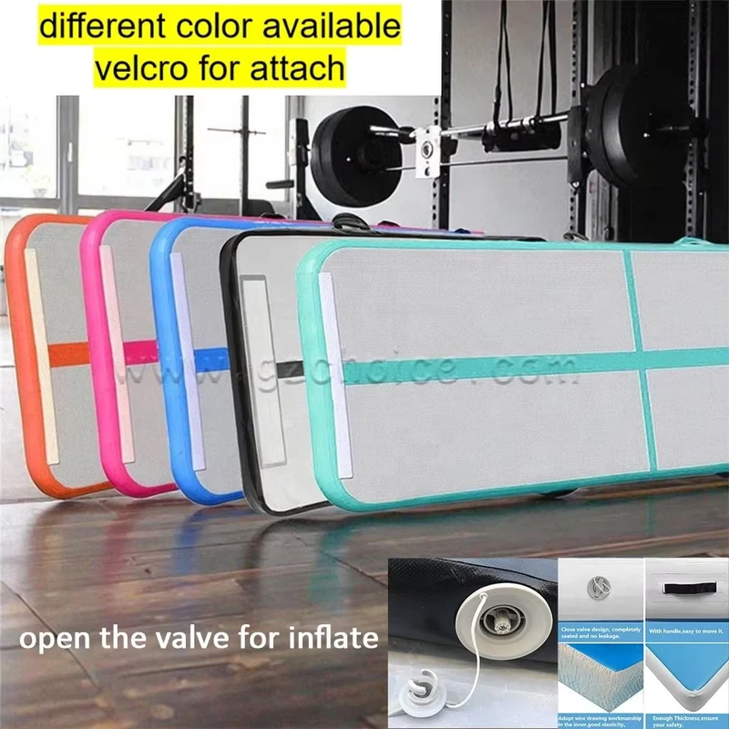 Factory Price Customized Inflatable Airtrack Gymnastics Mat Air Tumbling Track Home Floor Mat Yoga Mat with Air Pump