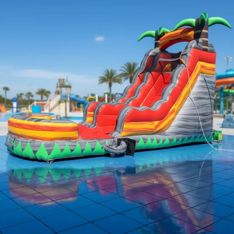 Factory Price Eco Friendly 0.55mm PVC Inflatable Dry Slide Kids Adults Commercial Water Slide Combo Pool Tree Theme