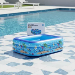 Harga Pabrik Kolam Renang Rectangular Tiup Keluarga Luar Ruangan PVC Lipat Portable