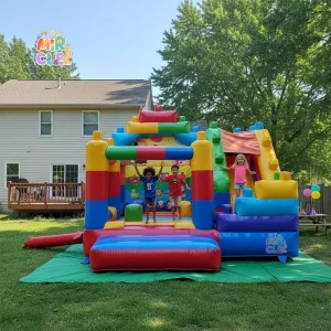 Factory Price Inflatable Castle Commercial PVC Indoor Outdoor Bounce House Bouncy Castle Building Blocks Theme Hupfburg