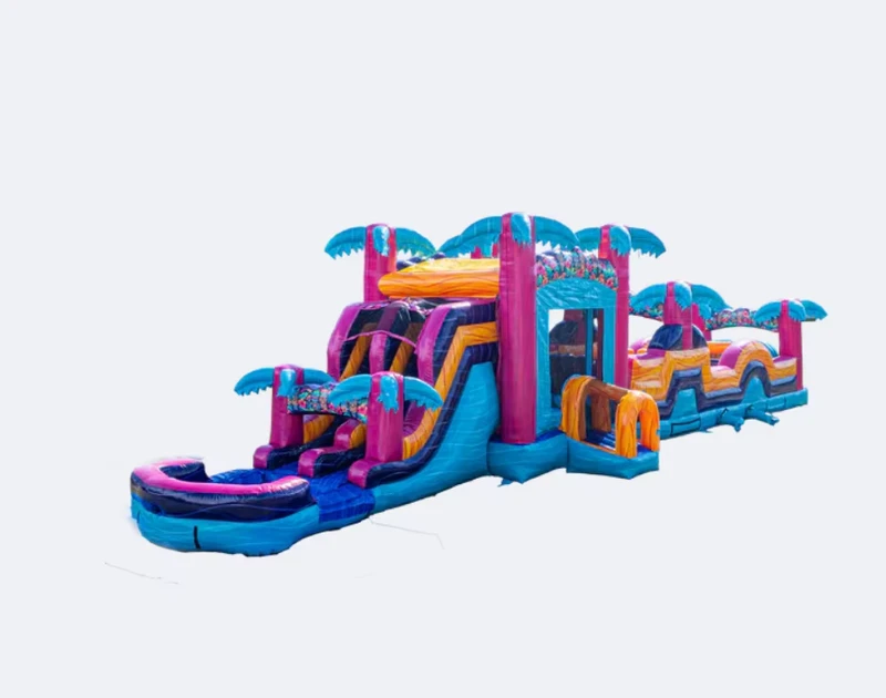 Harga Pabrik Kursus Rintangan Inflatable Permainan Luar Ruangan Kombinasi Kastil Bouncer Rintangan untuk Anak-anak dan Dewasa
