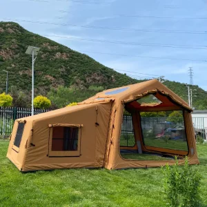 Harga Pabrik Tenda Inflatable Otomatis Mewah Besar Tahan Air Kain Katun Portabel untuk Camping Outdoor Tahan Hujan Tebal