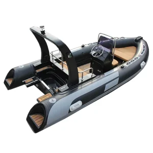 Factory Sale Hypalon PVC 4.8m RIB Boat Deep V Fiberglass Hull Inflatable RIB Boat 480 for Fishing with Engine